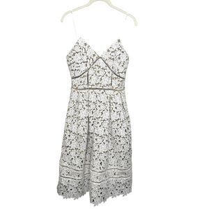 Self-Portrait Dress Womens US 4 White Lace Floral Midi Fit Flare Cocktail Party